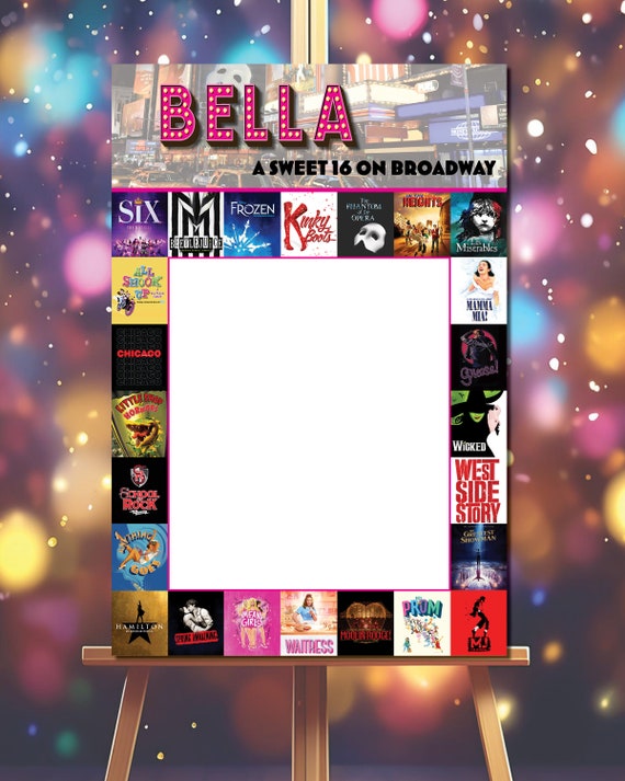 Broadway Show Sign-In Board foam core mounted: Custom Party Decor - choose your shows & colors
