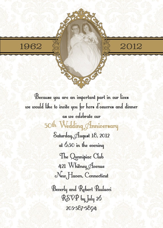 Damask 50th or 25th anniversary wedding invitation DIY Damask 50th or 25th anniversary wedding invitation DIY