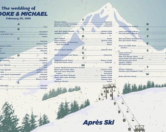 Ski resort lifts wedding seating chart - DIY printable 24 hour turnaround snow winter mountain