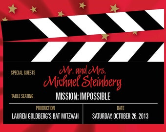 Movie Clapboard Place Cards, Bar/Bat Mitzvah, Wedding Deposit