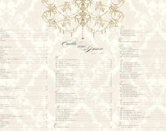 Chandelier wedding seating chart elegant vintage gold silver 24 hour turnaround DIY