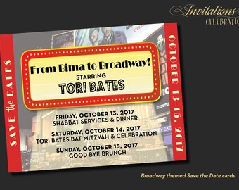 Broadway themed Save the Date card DIY printable or DEPOSIT towards printed for you