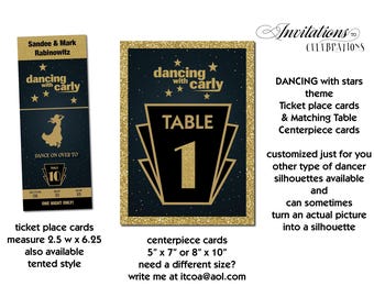 Customizable Ticket Place Cards: Wedding, Bar/Bat Mitzvah - Dancing with Stars Theme