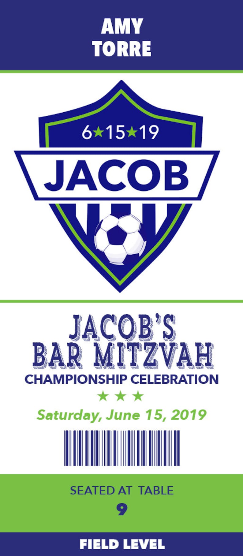 Sport themed Bar Mitzvah ticket place cards seating DEPOSIT image 3