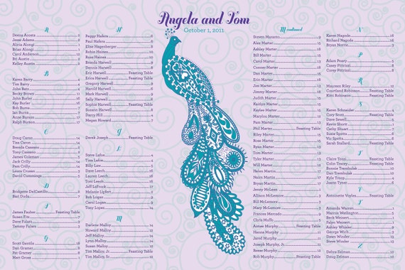 Peacock Wedding Seating Chart