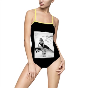 Vintage Glam Damen einteiliger Badeanzug, Retro Bademode, Bademode, Sommermode, Pool-Party Outfit, einzigartiges Geschenk