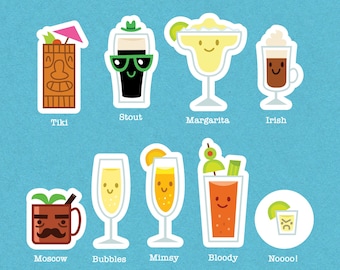 Drinking Buddies: Hoja de calcomanías para la hora del brunch