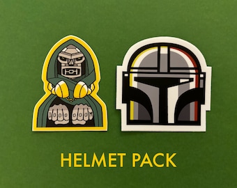 Paquete de cascos: pegatinas Mandalorian y Dr. Doom