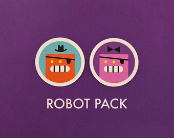 Paquete de robots: dos pegatinas de robots