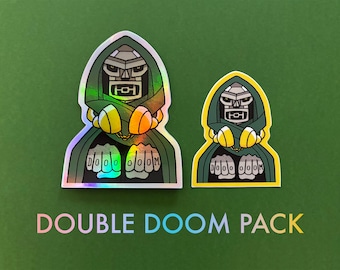 Paquete Double Doom - Pegatinas holográficas y pequeñas de Doctor Doom
