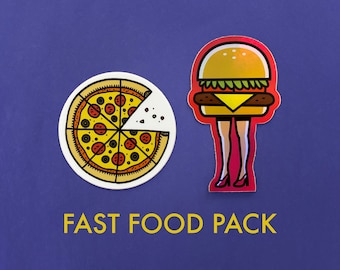 Paquete de comida rápida - Pegatinas Gross Pizza & Hamburguesa