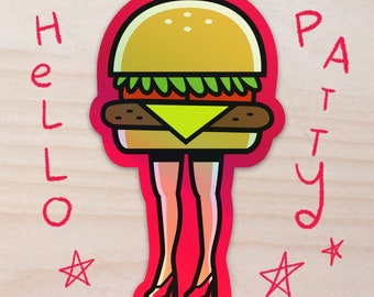 Hamburger Patty Holographic Sticker