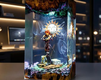 Lámpara Diorama Mae.lle Expedition 33 – Luz de noche Clair Obscur, lámpara de epoxi hecha a mano, regalo para gamers y regalo personalizado para ella