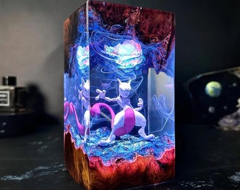 Żywiczna lampa kolekcjonerska Pocket Monster – ręcznie robiona żywica epoksydowa do dioramy anime, dekoracja biurka gamingowego, limitowana edycja prezentu dla fanów