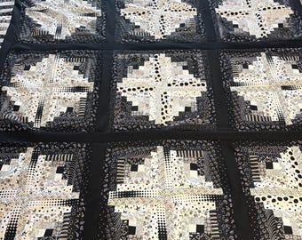 12 Bloques De Tela De Algodón Estilo STARS Para Edredón - Patchwork Vintage Hecho En USA