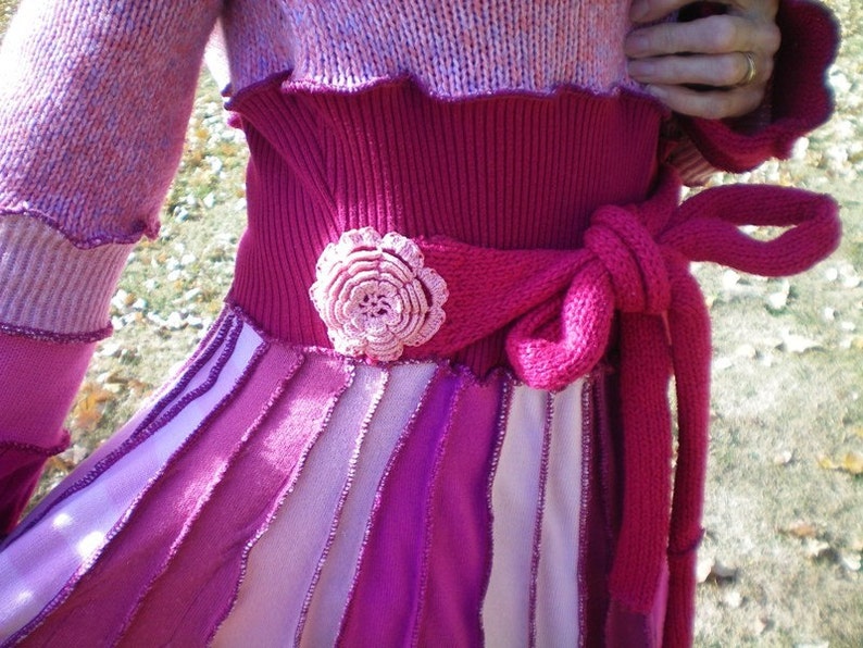 Upcycled sweater coat Vintage Rose Sweet Romantic Traveler Sunspiralautumn image 5