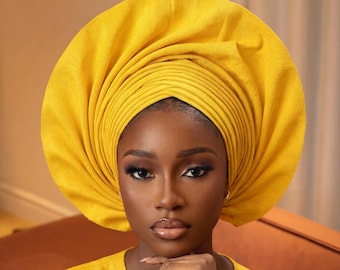 Adjustable Aso-Oke Gele Headwrap: Nigerian Wedding Headtie