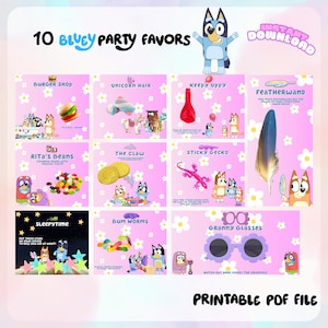 10 Printable Blue Dog Party Favor Tags | Puppy Birthday Bag Labels | Instant Download | Kids Party Decoration