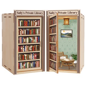 Rincón secreto de lectura personalizado: mini biblioteca a medida con puerta oculta, regalo ideal para amantes de los libros.