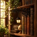 Hanging Bookshelf Lantern Light, Wrought Iron Scroll Shelf Lamp, Book Nook Decor, BookTok Gift, Cozy Library Lamp, Book Lover Gift
