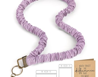 Lilac Scrunchie Lanyard with ID Holder, Teacher Gift