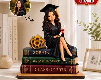 Personalized Graduation 2D Flat Wooden Plaque, Custom Name Keepsake, Graduate Keepsake Plaque, Congrats Gift for Her