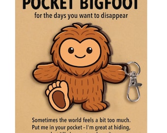 Pocket Bigfoot Keychain, Cute Sasquatch Clip, Funny Stress Relief Gift