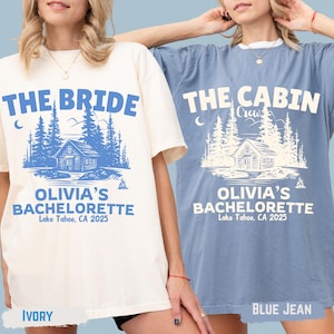 Personalized Camp Bachelorette, Custom The Cabin Crew Hikinng Bridal Party Shirt, Lake Camp Themed Bach Party, Match Mountain Bride Shirts