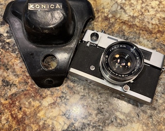 Vintage Konica Auto S 35mm Rangefinder Camera Hexanon 47mm f/1.9 Japan w/ Case