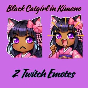 Black Cat Girl Emotes / Set of 2 / Twitch emotes