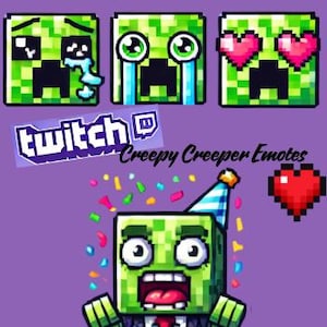Set of 4 Creepy Creeper Emotes for Twitch Chat