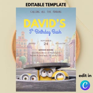 Editable Minions Birthday Invitation Template / Best Birthday Invitation Template / Kids Birthday Party Invitation Template