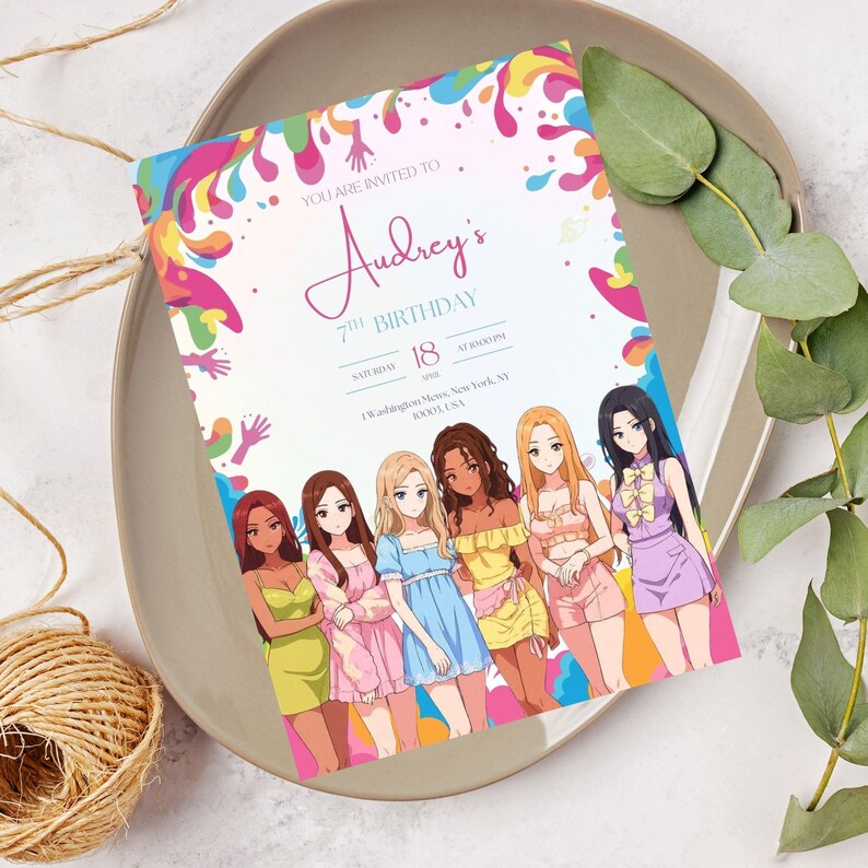 Editable And Printable Katseye Birthday Party Card Invitation Template 