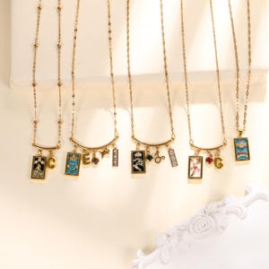 Custom Tarot Card Necklace, 18K Gold Waterproof Astrology Mystic Jewelry, Zodiac Sign, Angel Number, Birthstone, Birthday Gift for Her