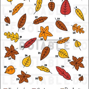 Puede incluir: Ilustración de 31 hojas de diferentes formas y colores, incluyendo amarillo, naranja, rojo y marrón. La imagen incluye etiquetas de texto para "Neutral", "Triste", "Productivo" y "Feliz".