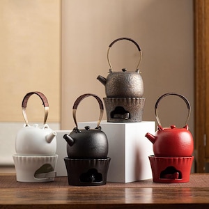 Japanse stijl keramische theepot set met warmer Vintage theeservies Kaarsverwarmer Tetsubin-stijl theepot Theewaar Cadeau voor theeliefhebber Woondecoratie