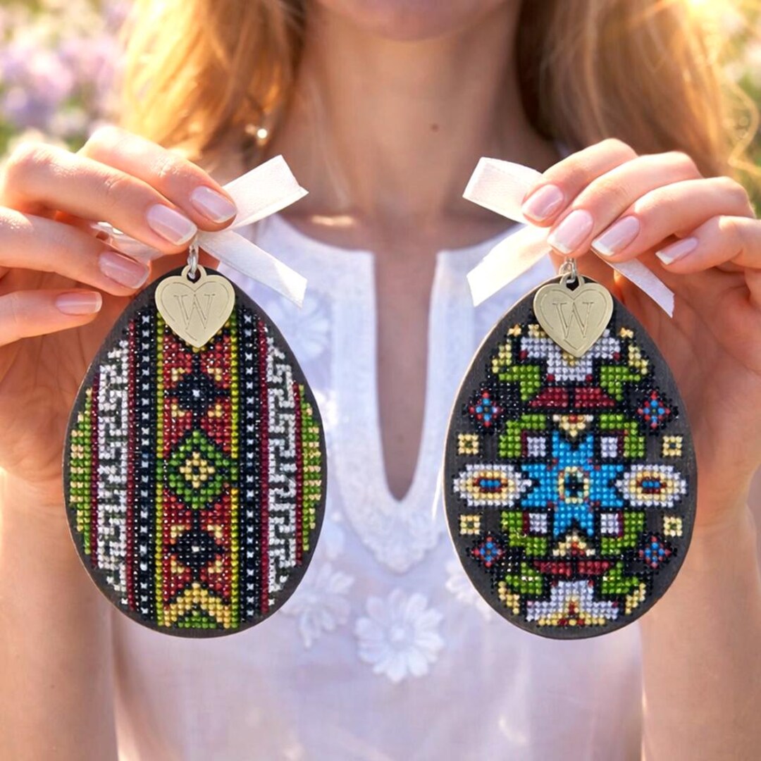 DIY Ukrainian Easter Ornament Cross Stitch Kit — Easter Egg Embroidery ...