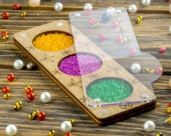 Wooden Bead Organizers with Magnetic Lid – Storage Container for Seed Beads
