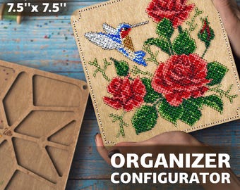 Custom Craft Organizer with Lid for Bead Embroidery, Wooden Storage for Beading, Jewelry Making and Sewing, Personalized Gift for Crafter