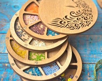Custom Bead Organizer with Magnetic Lid, Bead Storage for Beading, Jewelry Making, Nail Art and Sewing, Gift for Crafter