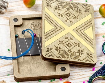 Pin Keeper with Magnetic Lid, Needle Case for Embroidery, Sewing, Beading and Jewelry Making, Gift for Crafter