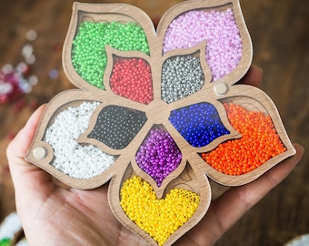 Personalized Bead Organizer – Wooden Storage Container for Seed Beads
