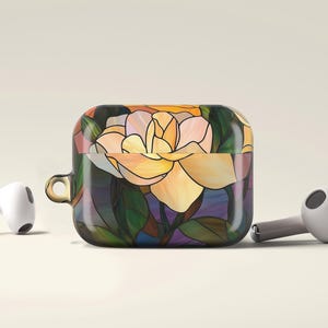 Stained Glass Style Floral Airpod Pro 2 Case, Colorful Flower Airpod Pro 1 Case, Durable Airpod 3 Cover, Gift Mom Lover Birthday Present0012
