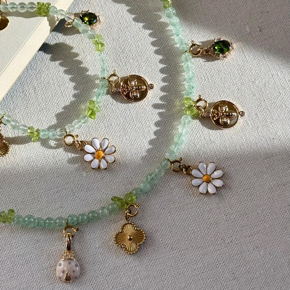 Bohemian Green Aventurine Gemstone Silver Buddha Charm  Bohemian green aventurine gold coin charm bracelet display picture 1