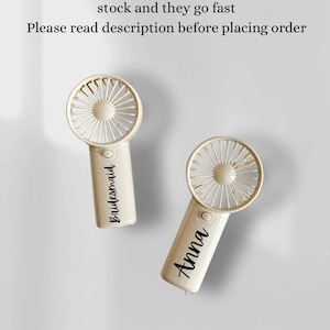 Pre-order Portable Mini Fan – Handheld Fan with Optional Custom Name Decal | Compact USB Fan for Travel, Work, Gifts