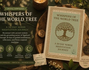 Viaje de meditación nórdica de 30 días / Guía espiritual de Odin Freyja Thor Frigg / Ejercicios de escritura pagana nórdica / Curso de atención plena y mitología en PDF