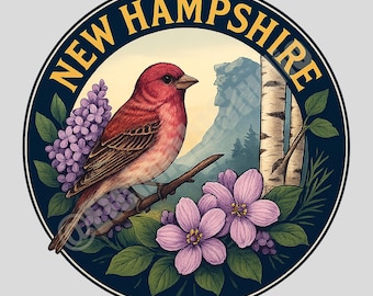 New Hampshire State Emblem PNG: Vintage Circle Logo (Digital Download)