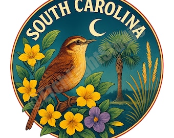 South Carolina State Emblem PNG: Vintage Circle Logo (Digital Download)