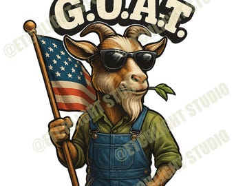Cabra patriótica PNG: Diseño de bandera estadounidense (DTF y sublimación) (descarga digital)