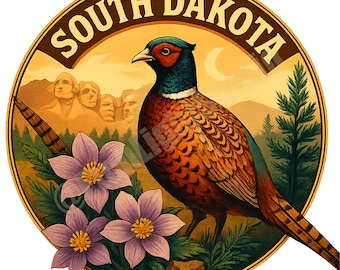 South Dakota State Emblem PNG: Vintage Circle Logo (Digital Download